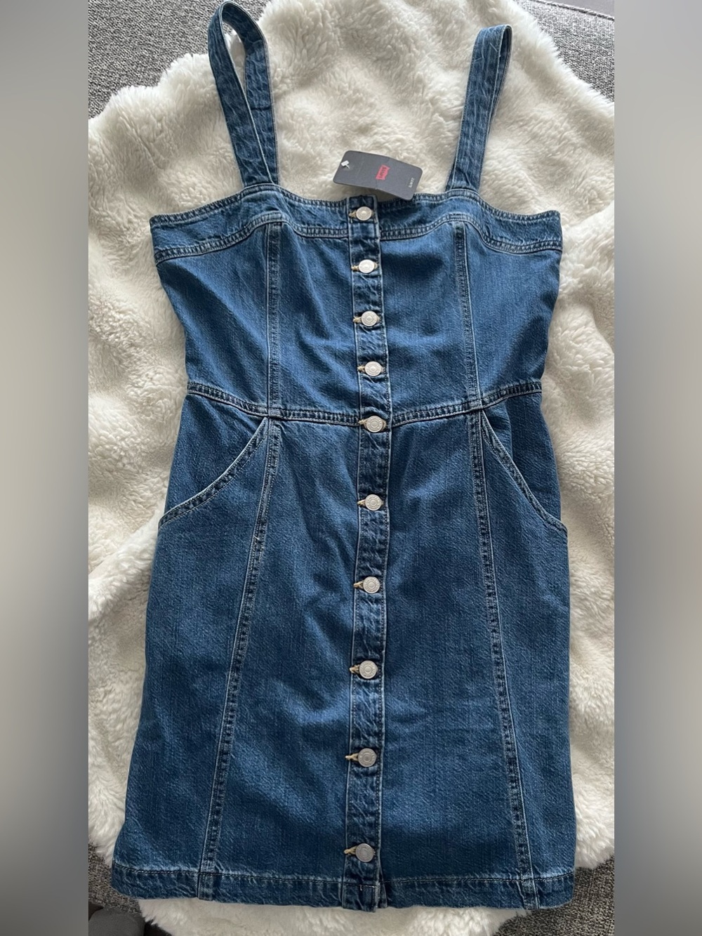 Levi's Dark Blue Denim Button-Front Midi Dress